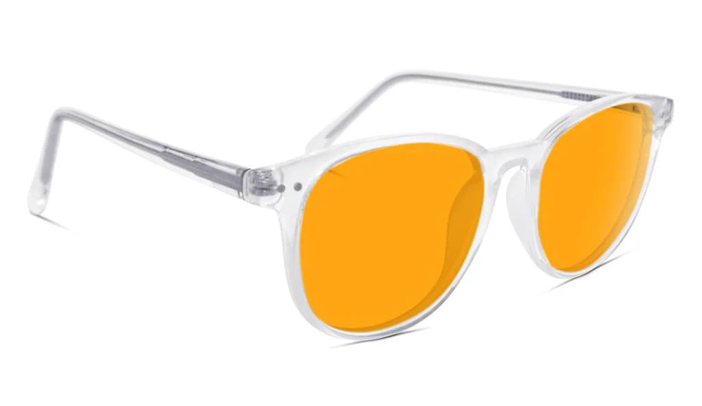 SunDown (amber lense) Billie Blue Blocking Glasses - Crystal