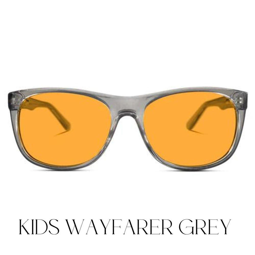 KIDS - SunDown (amber lense) Wayfarer Blue Blocking Glasses - Pearl Grey