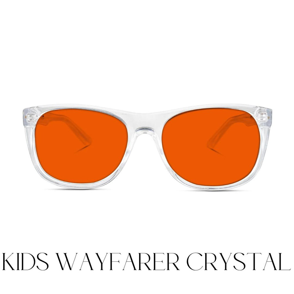 KIDS NightFall (red lense) Wayfarer Blue Blocking Glasses - Crystal