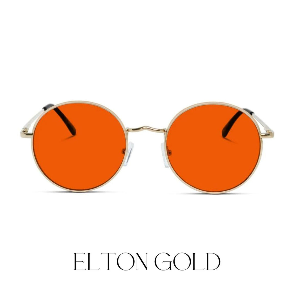 NightFall (red lense) Elton Blue Blocking Glasses - Gold