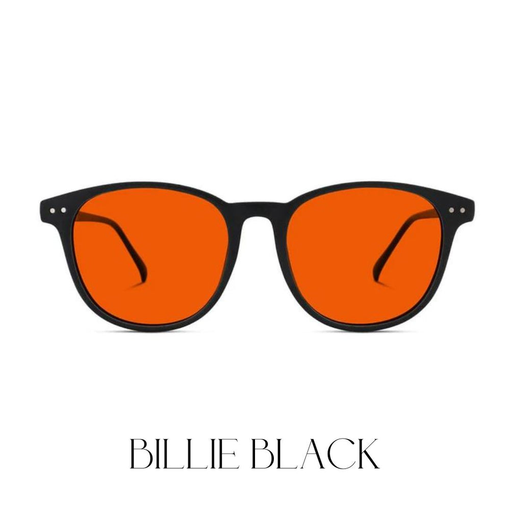 NightFall (red lense) Billie Blue Blocking Glasses - Black