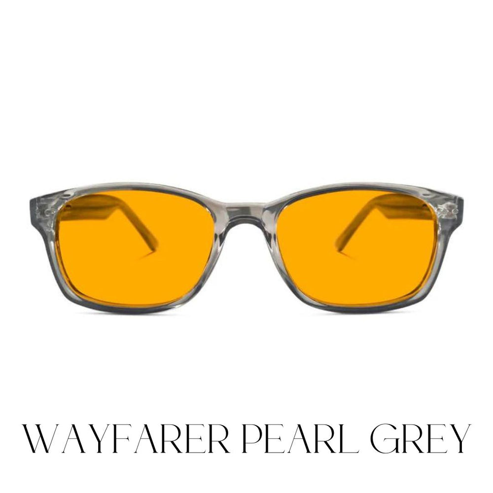 SunDown (amber lenses) Wayfarer Blue Blocking Glasses-Pearl Gre