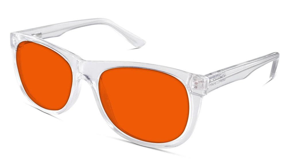 KIDS NightFall (red lense) Wayfarer Blue Blocking Glasses - Crystal